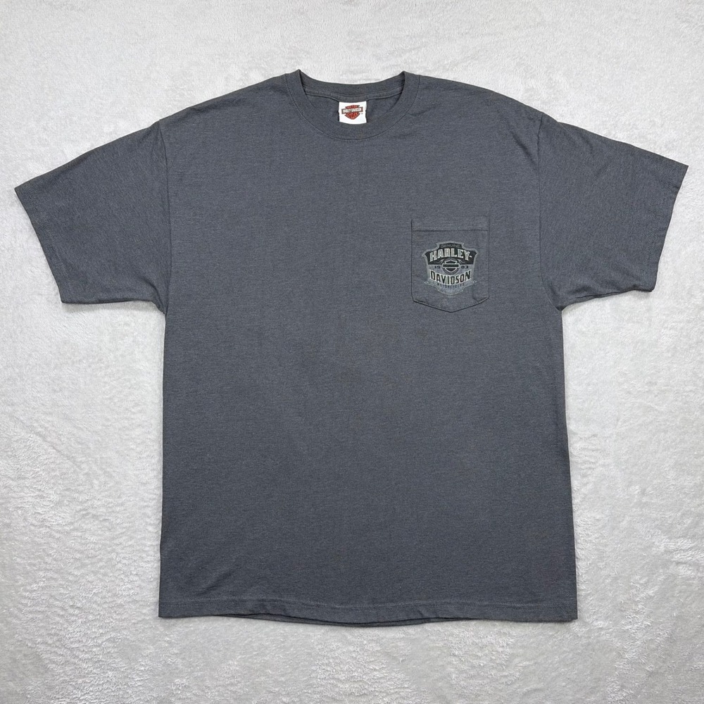 Harley-Davidson Shirt Mens XL Gray Grand Canyon Graphic Pocket Tee 2009 USA Made